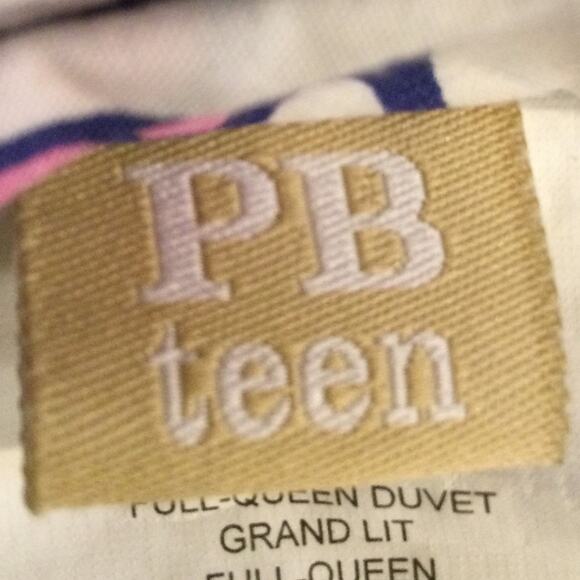 Pottery Barn Tea Pink Blue Paisley Full/Queen Duvet Cover - Picture 3 of 4